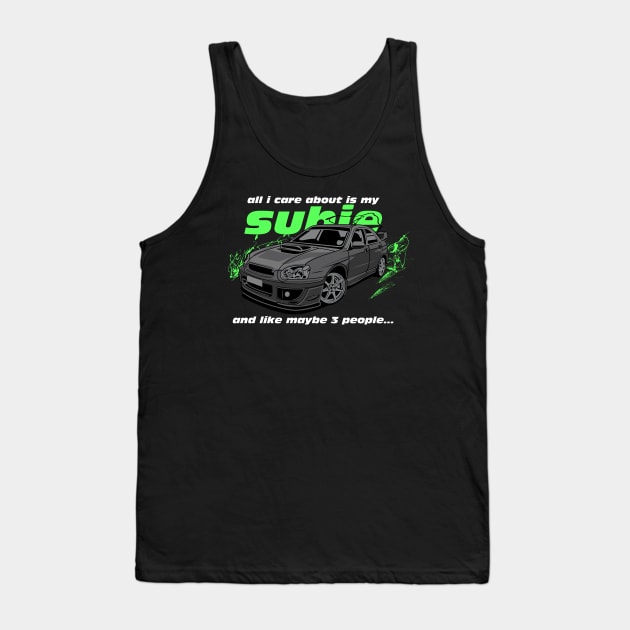 All I care about is my Subie Tank Top by Shaddowryderz